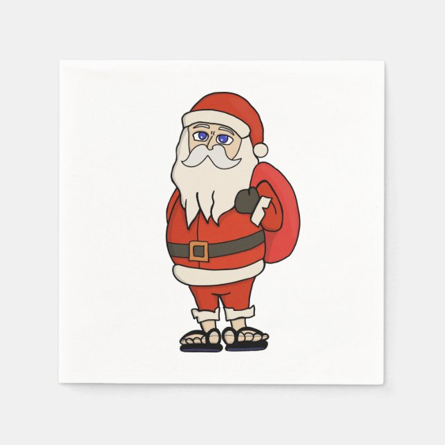 Santa Claus Christmas Flip Flops Napkin (Front)