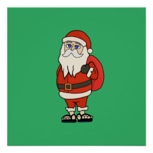 Santa Claus Christmas Flip Flops Poster