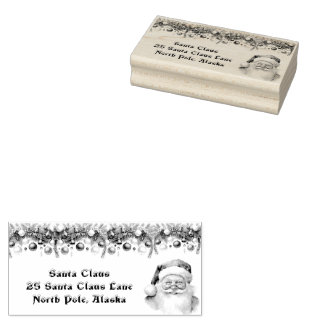 Santa Claus Christmas Garland North Pole Rubber Stamp