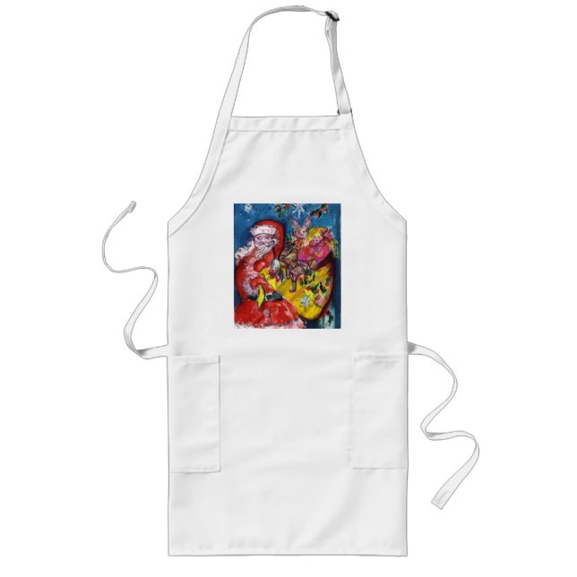 SANTA CLAUS, CHRISTMAS GIFT SACK AND TOYS LONG APRON (Front)