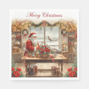 Santa Claus Christmas greeting from airport  Napkin
