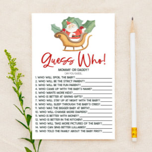 Santa Claus Christmas Guess Who! Baby Shower Game Stationery