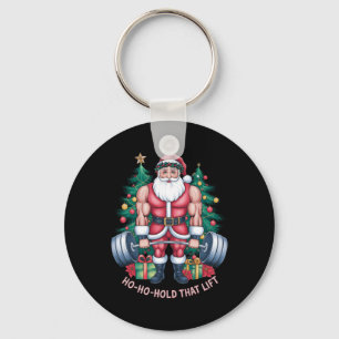 Santa Claus Christmas Gym Workout Ho-ho-hold That  Keychain