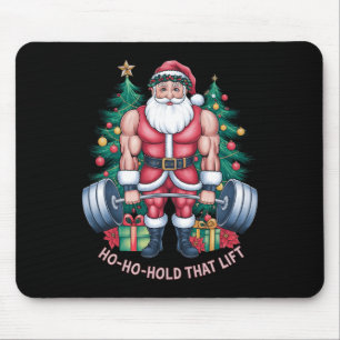Santa Claus Christmas Gym Workout Ho-ho-hold That Mouse Pad