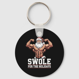 Santa Claus Christmas Gym Workout Swole For The Ho Keychain