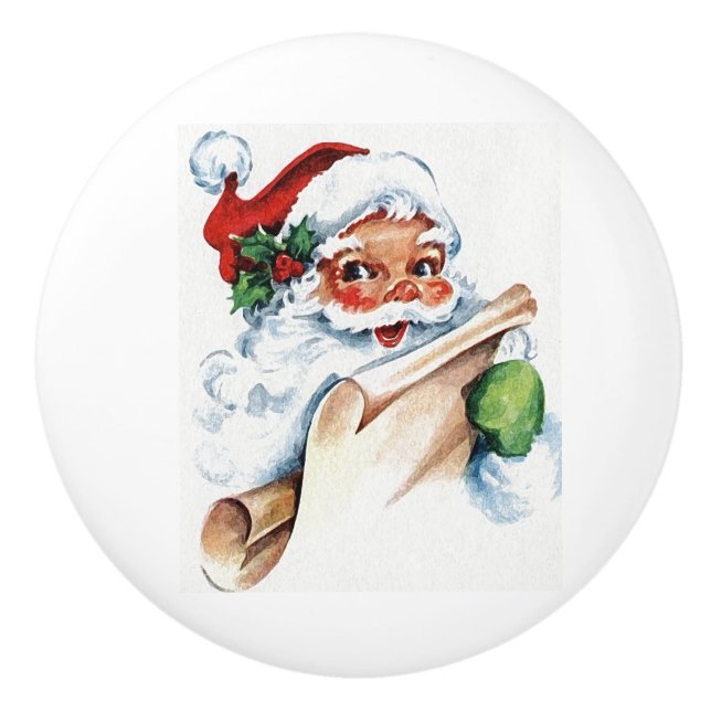 Santa Claus Christmas Holiday Ceramic Knob (Front)