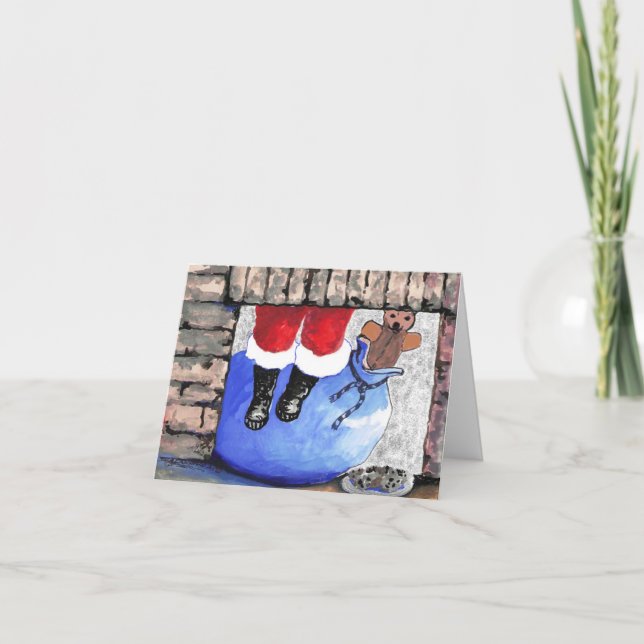 Santa Claus Christmas Holiday Folded Greeting Card (Front)