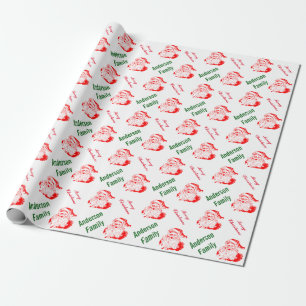 Santa Claus Christmas Holiday Monogram Wrapping Paper