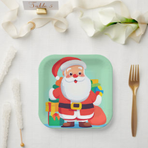 Santa Claus Christmas Holiday Paper Plate