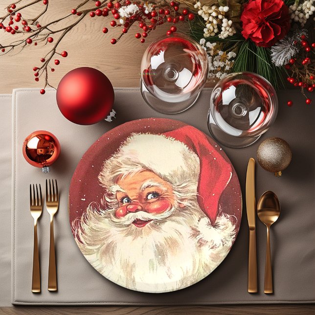Santa Claus Christmas Holiday Paper Plate (Creator Uploaded)