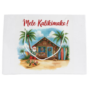 Santa Claus Christmas in Hawaii Large Gift Bag