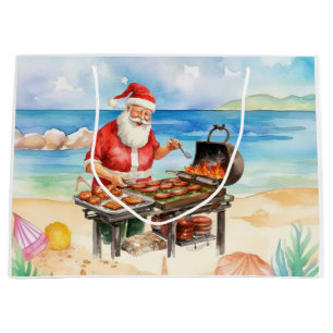 Santa Claus Christmas in July at the beach Large Gift Bag