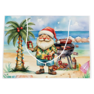 Santa Claus Christmas in July at the beach Large Gift Bag
