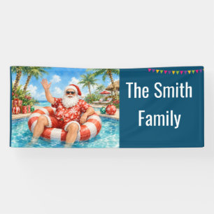 Santa Claus Christmas in July Pool Party Banner