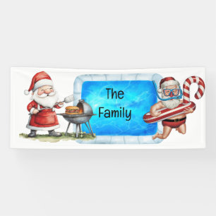 Santa Claus Christmas in July Pool Party  Banner
