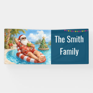 Santa Claus Christmas in July Pool Party Banner