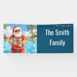 Santa Claus Christmas in July Pool Party Banner