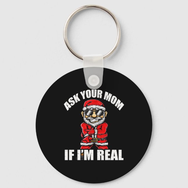 Santa Claus Christmas Naughty Shirt Adult Santa Cl Keychain (Front)