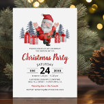 Santa Claus Christmas Party Invitation<br><div class="desc">Cute christmas party invitations featuring a simple white background,  watercolor spruce trees,  santa claus,  a collection of gifts,  and a modern party template that is easy to personalize.</div>