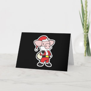 santa claus christmas pig holiday card