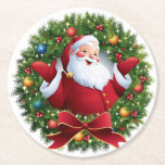 Santa Claus Christmas Set of 6  Round Paper Coaster<br><div class="desc">Santa Claus Christmas Set of 6 Round Paper Coaster</div>