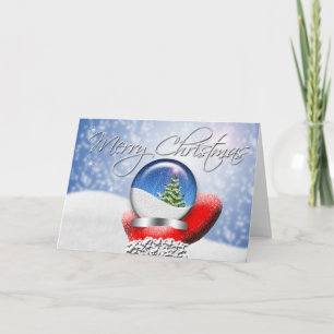 Santa Claus Christmas Snow Globe Holidays Blank Holiday Card
