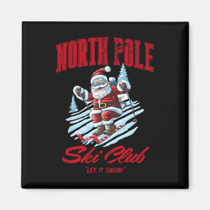 Santa Claus Christmas Snow Skiing At The North Pol Magnet