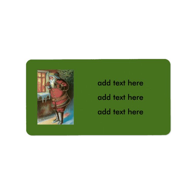 Santa Claus Christmas Tree Ornament Window Label (Front)