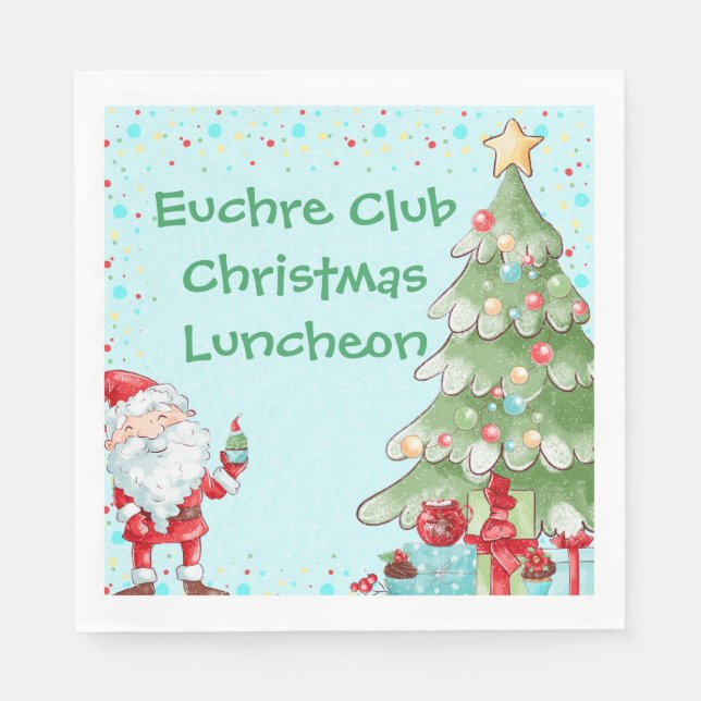 Santa Claus Christmas Tree Personalize Text Napkin (Front)
