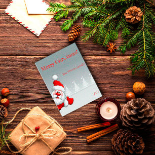 Santa Claus Christmas tree snow Postcard