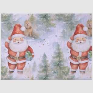 Santa Claus Christmas Trees Dogs Christmas Tissue Paper