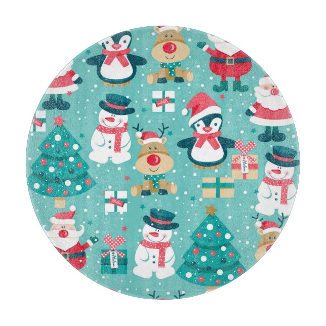 Santa Claus Christmas Vintage Pattern Cutting Board (Front)