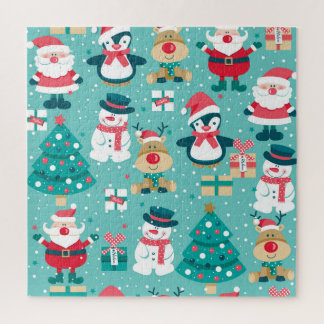 Santa Claus Christmas Vintage Pattern Jigsaw Puzzle