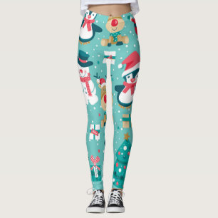 Santa Claus Christmas Vintage Pattern Leggings