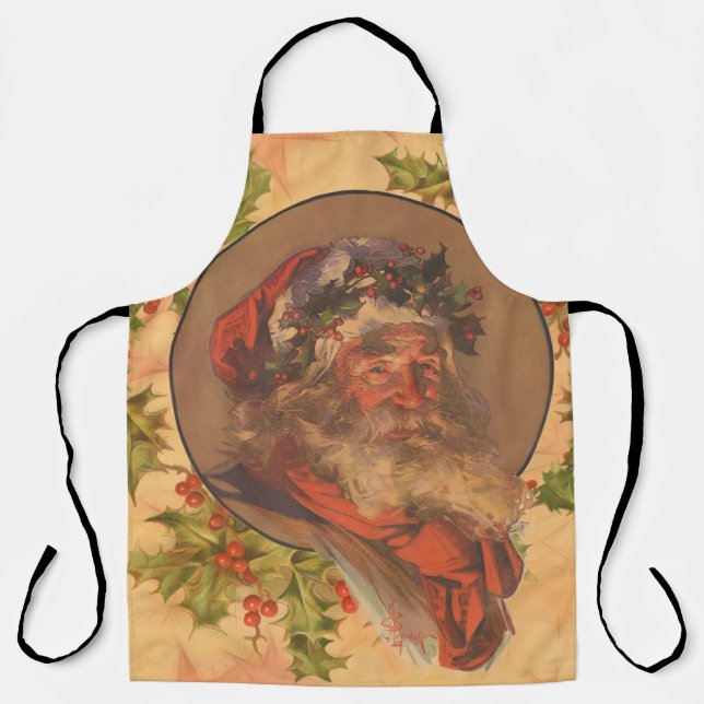Santa Claus Christmas Vintage Portrait Apron (Front)