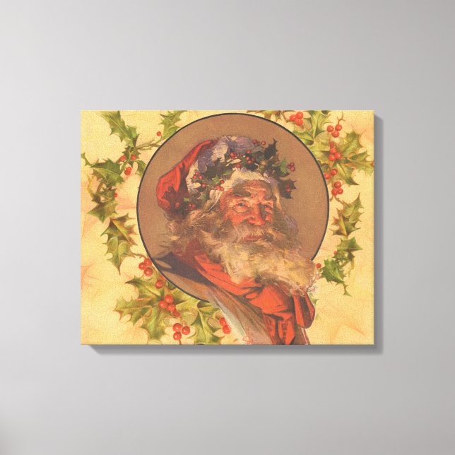 Santa Claus Christmas Vintage Portrait Canvas Print (Front)
