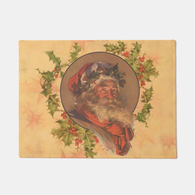 Santa Claus Christmas Vintage Portrait Doormat (Front)