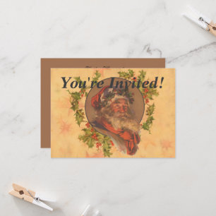 Santa Claus Christmas Vintage Portrait Invitation