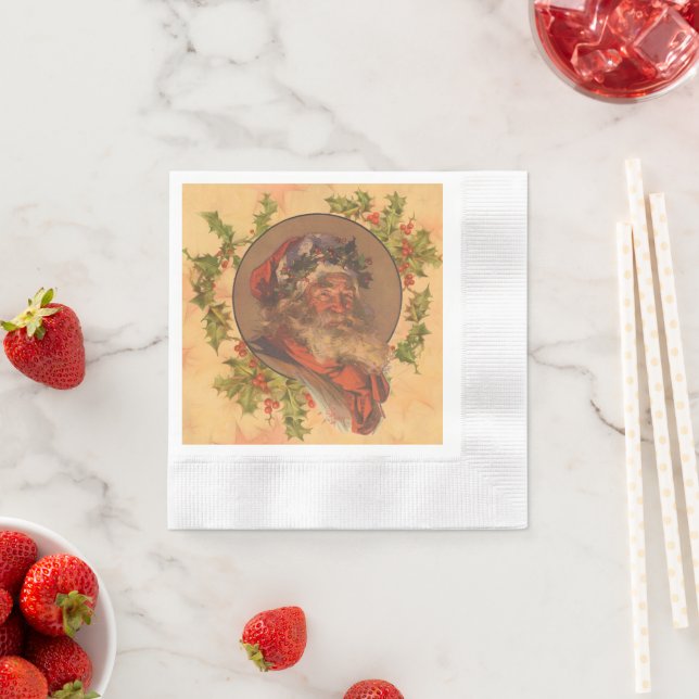 Santa Claus Christmas Vintage Portrait Napkin (Insitu)