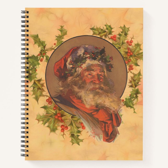 Santa Claus Christmas Vintage Portrait Notebook (Front)