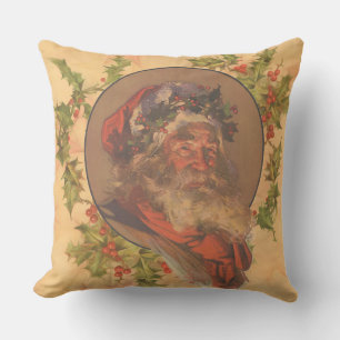 Santa Claus Christmas Vintage Portrait Outdoor Pillow