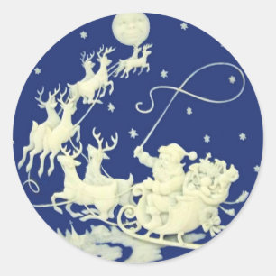 Santa Claus Christmas Vintage Postcard Art Classic Round Sticker