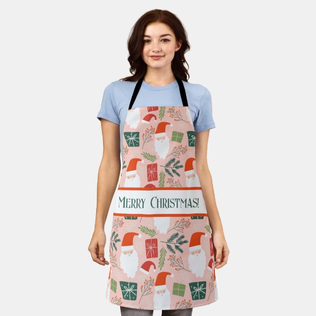 Santa Claus Christmas Whimsy Baking  Apron (Worn)