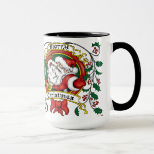 Santa Claus Christmas Wreath Mug