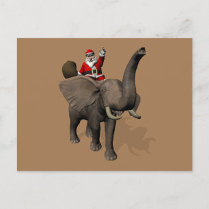 Santa Claus Circulant Sur La Carte Postale Elephan