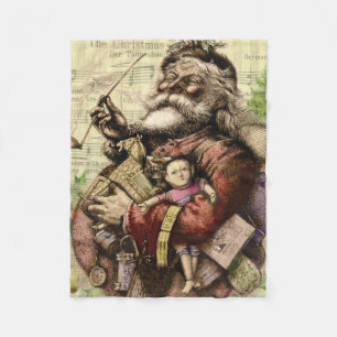 Santa Claus Classic Thomas Nast Illustration  Fleece Blanket