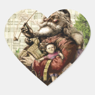 Santa Claus Classic Thomas Nast Illustration  Heart Sticker