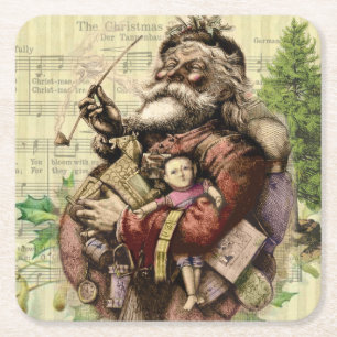 Santa Claus Classic Thomas Nast Illustration  Square Paper Coaster