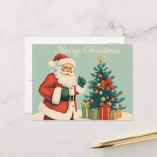 Santa Claus classique avec carte postale Arbre de