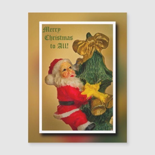 Santa Claus Climbing the Christmas Tree - Vintage (Front)